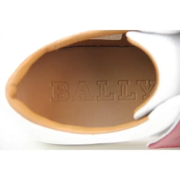 NIB BALLY WILLET WHITE RED LEATHER LOGO SWISS SNEAKERS 12 US 45 ITALY